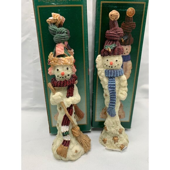Set of 2 Vtg Pencil Snowman 6.25" Cedar Creek Collection 6" - Picture 1 of 6